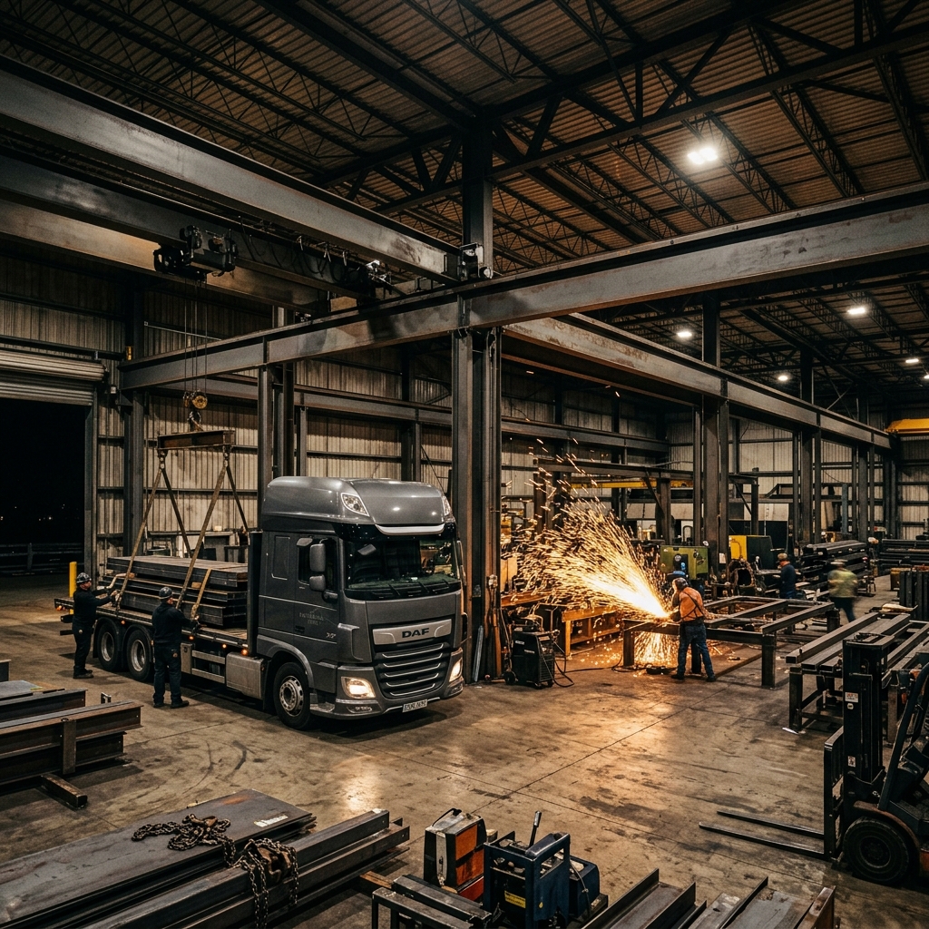 Modern premium steel warehouse and supply yard